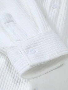 Manfinity Homme Men Solid Pocket Front Loose Shacket Without Tee - White - View 6