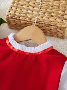 RueChic Young Girl Two Tone Bow Front 2 In 1 Dress - Red - View 5