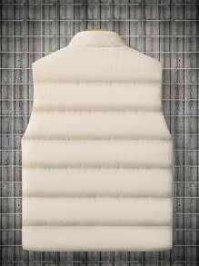 Manfinity Hypemode 加絨男用寬鬆棉衣背心,配有拉鍊收口 - 米色 - 查看 2