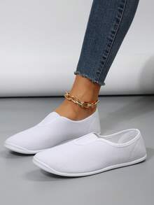 Ladies' Flat Sole Shoes - White - View 7