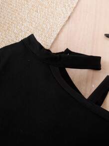 Em bé Cô gái Bất đối xứng Vòng cổ Tay áo dài Áo Và Cargo Túi Đàn hồi Cổ tay áo Quần Giải trí Không có Túi Fanny - Màu Hồng Tươi - Xem 7