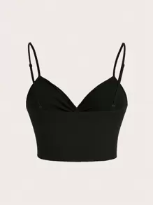 SHEIN ICON Plus Twist Front Contrast Lace Cami Top For Summer - Black - View 2