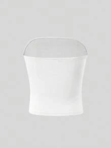 Sweetra Top bandeau unicolor fruncido - Blanco - Ver 2