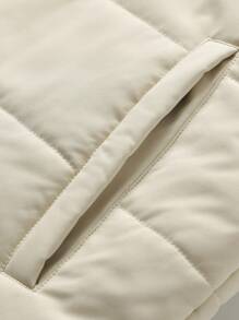 Manfinity Hypemode 加絨男用寬鬆棉衣背心,配有拉鍊收口 - 米色 - 查看 7