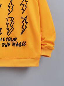 SHEIN Tween Boy Slogan Graphic Raglan Sleeve Sweatshirt - Yellow - View 5