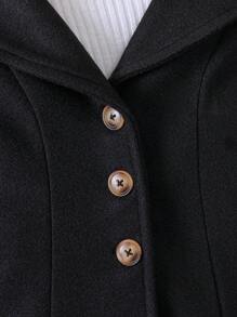 SHEIN Young Girl 1pc Lapel Neck Button Front Overcoat