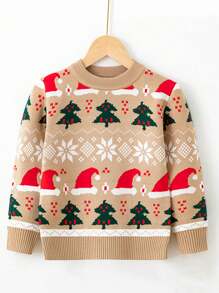 Chicos Jersey con patrón de Navidad - Albaricoque - Ver 1