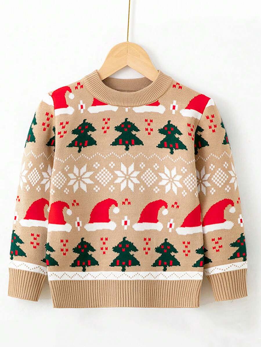 Chicos Jersey con patrón de Navidad - Albaricoque - Ver 1