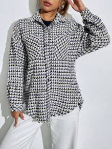 Flirla Geo Print Opuszczane ramiona Płaszcz