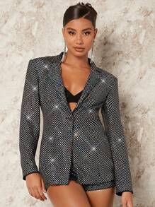 SHEIN BAE Blazer Col À Revers À Paillettes