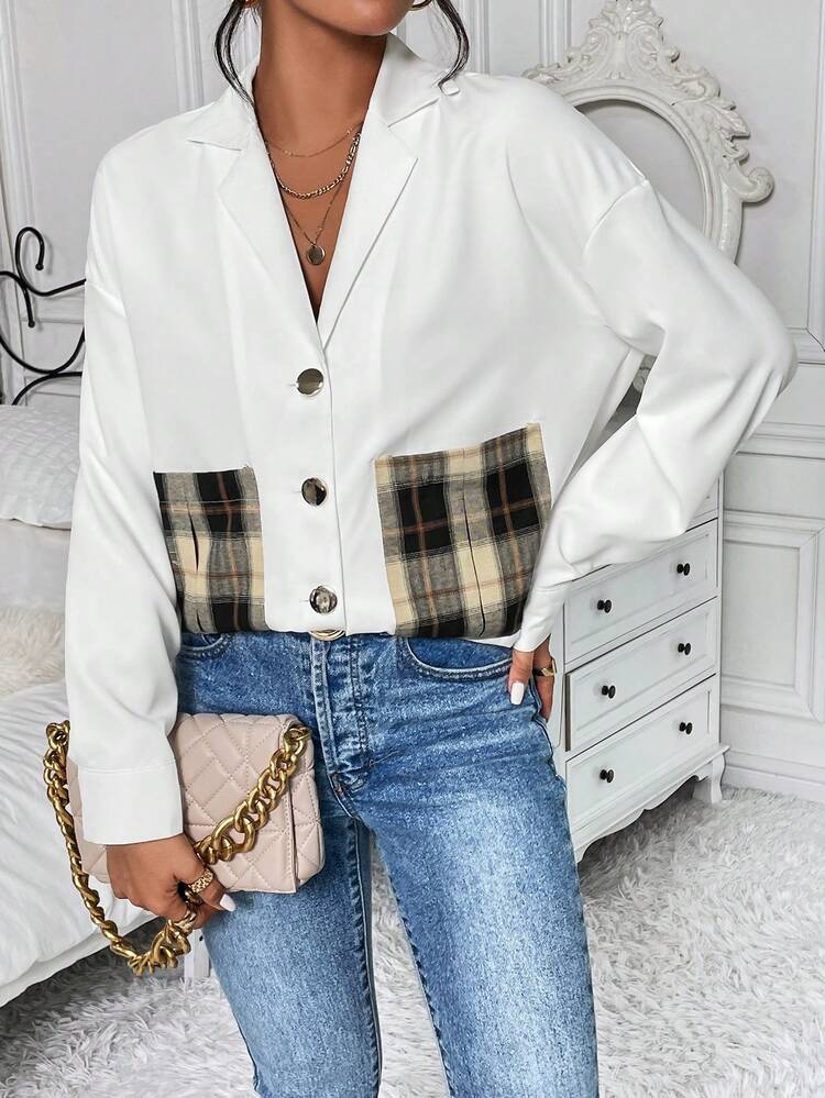 Plaid Print Drop Shoulder Shirt