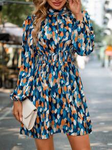 SHEIN VCAY 通體印花燈籠袖洋裝 - 彩色 - 查看 3