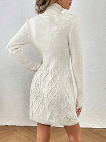 Chiquease 高領麻花編織毛衣洋裝 - 米色 - 查看 2
