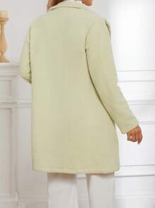 SHEIN LUNE Abrigo teddy unicolor con parte delantera abierta