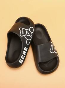 1pair Kids' Black Foam Flip Flops - Black - View 8