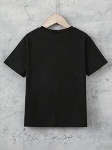 SHEIN Tween Boy Bear & Letter Graphic Tee