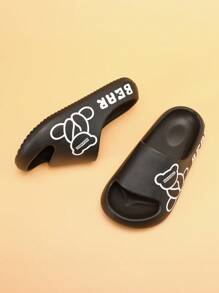 1pair Kids' Black Foam Flip Flops - Black - View 6