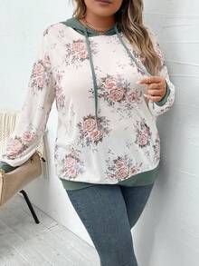 SHEIN LUNE 大码印花抽绳卫衣 - 白色 - 查看 5