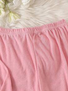 Tween Girl Embroidery Strawberry Pattern Tee & Pants PJ Set