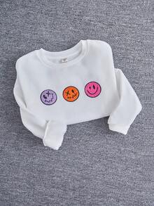 SHEIN Tween Girl Cartoon Graphic Thermal Lined Sweatshirt - White - View 6