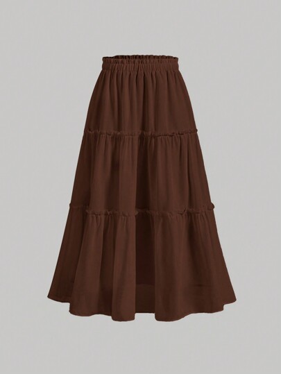 SHEIN MOD Frill Trim Ruffle Hem Skirt