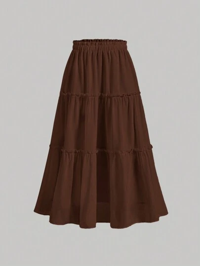 SHEIN MOD 荷叶边饰边荷叶边下摆半身裙