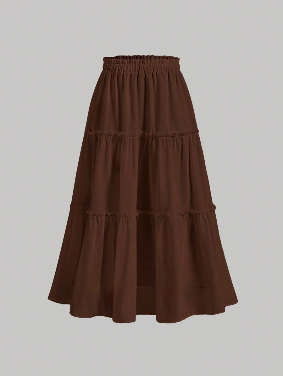 SHEIN MOD Frill Trim Ruffle Hem Skirt