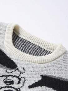 Manfinity Hypemode Men Star Pattern Sweater - Black and White - View 3