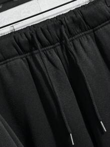 Nam Tòa tháp In Áo nỉ & Đồ họa Chữ cái Eo dây rút Quần thể thao - màu đen - Xem 3