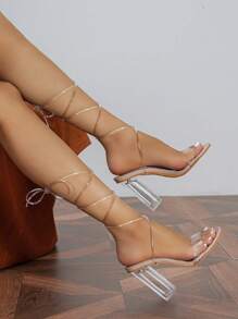 Spring/Summer Women's High-Heeled Sandals - Apricot - View 4