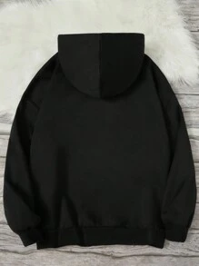 Teen Girl Character Pattern Drop Shoulder Sweatshirt - Black - View 2