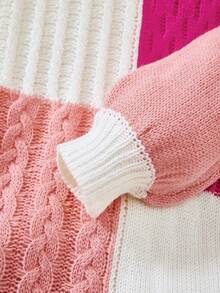 SHEIN Cô Gái Trẻ Khối màu Xoắn Dan Đầm Áo len - Nhiều màu - Xem 4