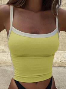 INAWLY Contrast Binding Cami Top - Yellow - View 1