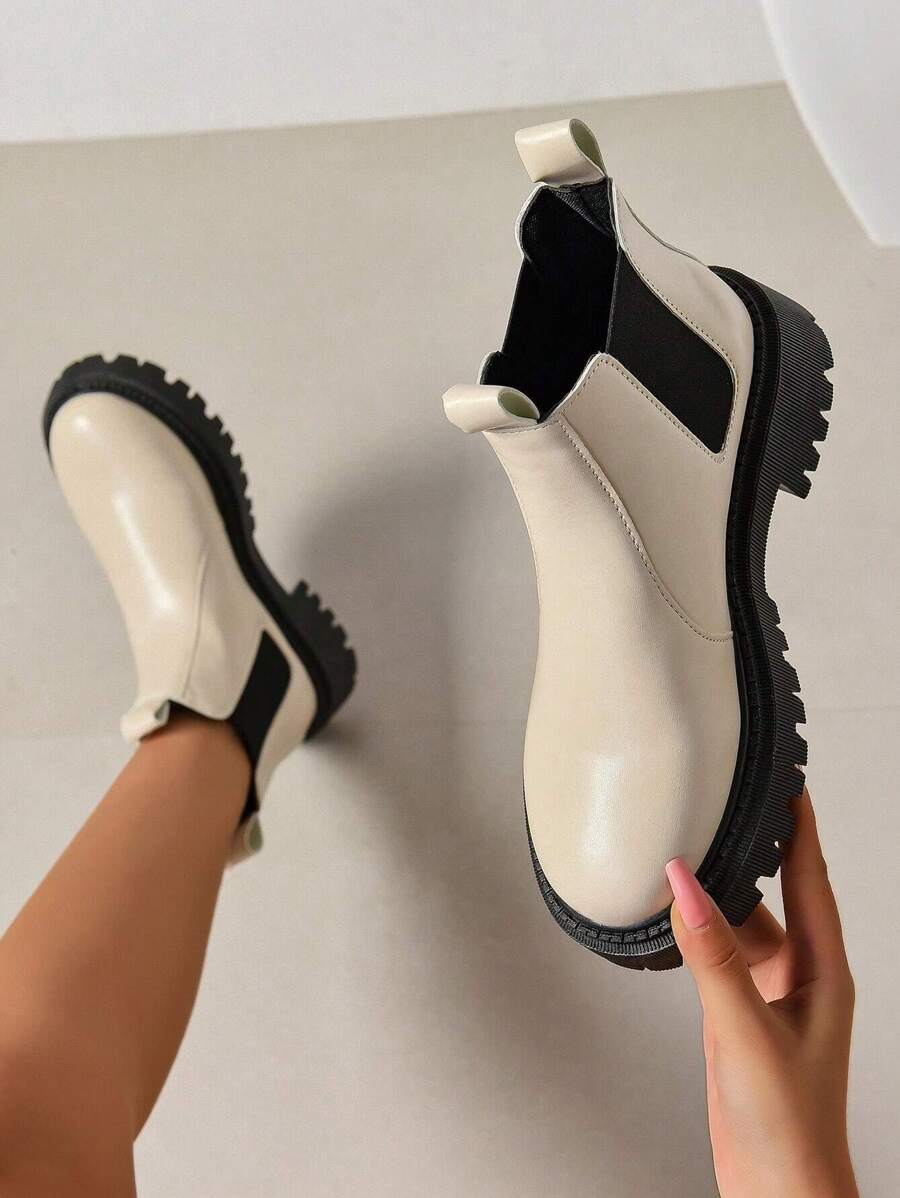 2025秋冬女士时尚坡跟厚底切尔西靴