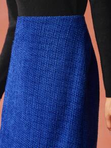 MOTF PREMIUM 粗花呢半身裙 - 藍色 - 查看 3