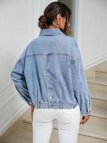SHEIN LUNE Drop Shoulder Denim Jacket