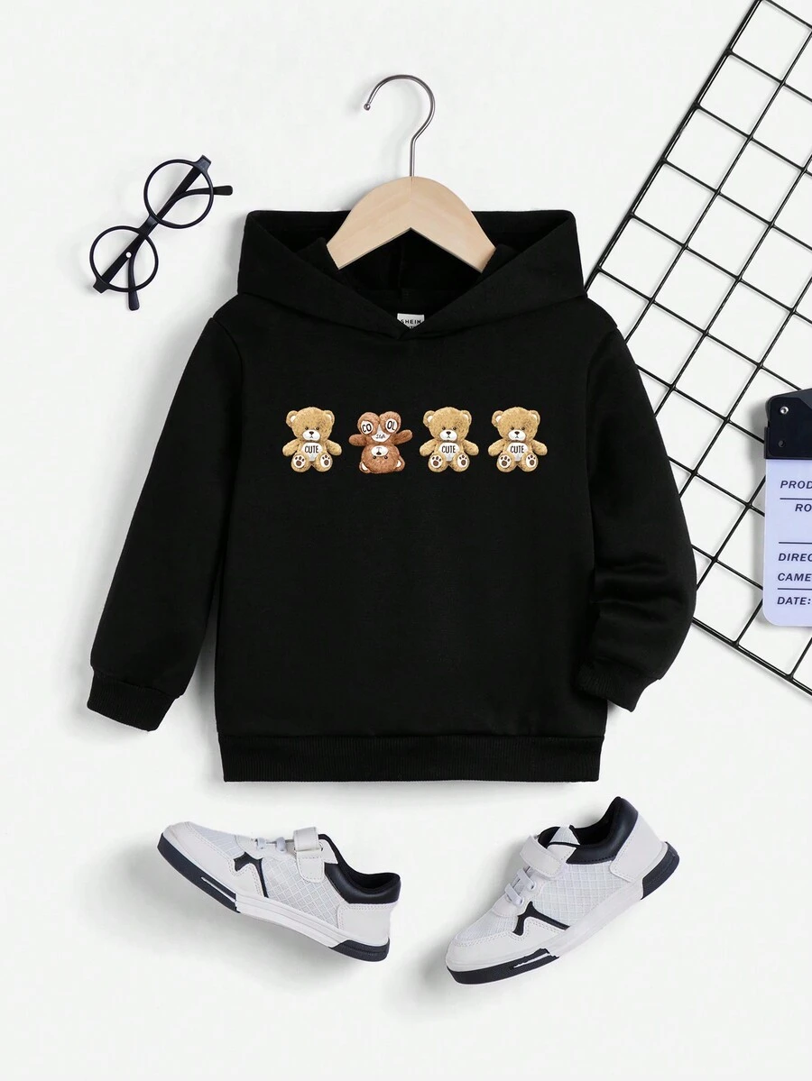 Áo nỉ in hình gấu dành cho bé trai - màu đen - Xem 1