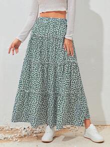 Soleia Falda con estampado floral bajo con fruncido - Multicolor - Ver 3