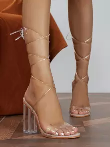 Spring/Summer Women's High-Heeled Sandals - Apricot - View 3