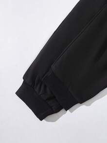 SHEIN Tween Boy Letter Graphic Thermal Lined Sweatpants - Black - View 5