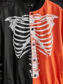Manfinity VCAY Chaqueta de dos tonos con estampado de esqueleto para hombres, para Halloween, para otoño e invierno - Multicolor - Ver 3