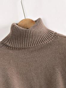 GIGOGOU 秋冬保暖女士宽松高领毛衣休闲长袖上衣秋季衣服 - 咖啡棕 - 查看 12