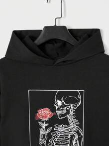 RueChic Men Skeleton Print Hoodie & Sweatpants - Black - View 4