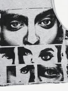 SHEIN ICON Plus Figure Graphic Tank Top - Light Grey - View 4