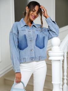 SHEIN LUNE Drop Shoulder Denim Jacket