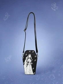 Corpse Bride | ROMWE Mini Novelty Bag Dark Figure & Butterfly Pattern For Work - Black - View 8
