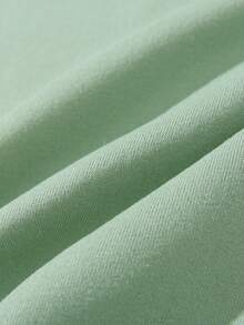 SHEIN 女大童愛心圖案加絨內裏運動衫 - 綠色 - 查看 3