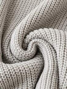 SHEIN LUNE Plus Size Lace Hem Patchwork Raglan Sleeve Long Sleeves Pullover Sweater - Grey - View 4