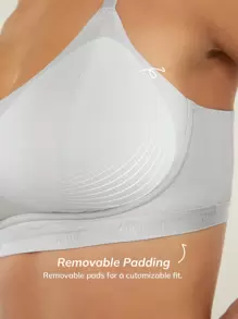 LUVLETTE 全覆盖无线莫代尔真丝文胸 - 灰色 - 查看 6