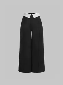 SHEIN MOD Plus Contrast Panel Wide Leg Pants